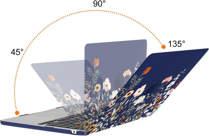 MOSISO Compatible with MacBook Air 13 inch Case M5 2026 M4 2025 M3 M2 2024-2022 A3449 A3240 A3113 A2681, Plastic Garden Flowers Hard Shell&Keyboard Cover&Screen Film for MacBook Air 13.6, Blue