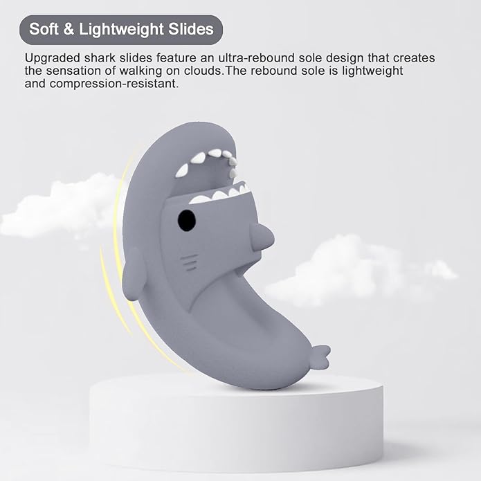rosyclo Shark Cloud Slippers, Shark Cute Slides for Women Man,Summer Slipper Sandals for Boys Girls Spa Platform Shoes Non-Slip Beach Open Toe Beach Sandals Shower Couple Shoes