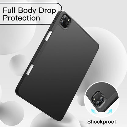 Case for iPad Pro 11 Inch 2022/2021/2020 Model (4th/3rd/2nd Generation), with Pencil Holder, Support 2nd Pencil Charging, Slim Tablet Cover with Soft TPU Back, Auto Wake/Sleep (Black)