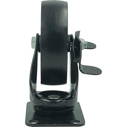 Seleq All Black Metal Plate Caster Wheel with Side Break 4" Set of 4