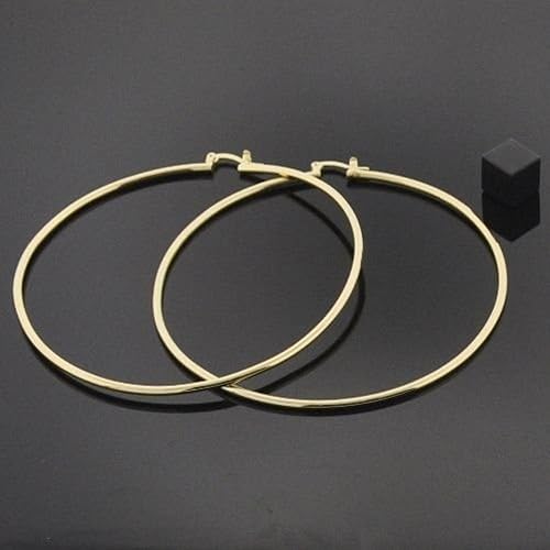 Big Hoops for women 14k Gold Filled Extra Large Hoop Earrings (80mm x 2mm) yellow gold tone