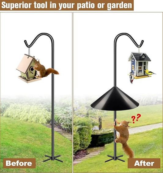 Garbuildman Squirrel Baffle for Bird Feeder Pole, Outside Pole Mount Bird House Guard for Outdoor Shepherds Hook, 19 Inch Diameter, 1 Pack