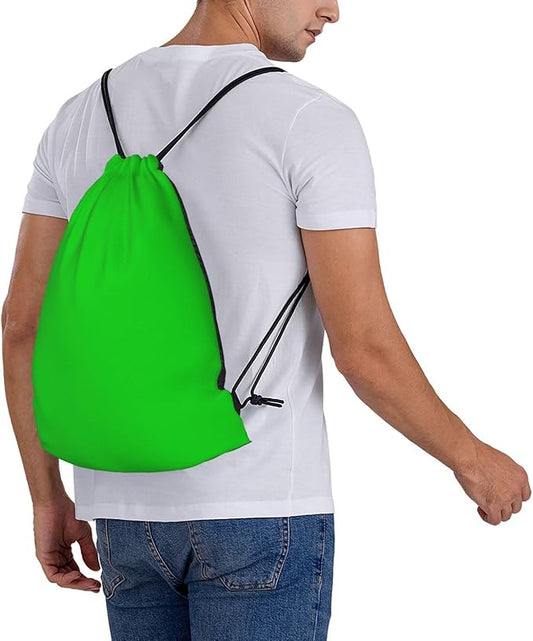 green Drawstring Backpack, Small Gym Bags for Men Women, String Backpack Sports Sackpack