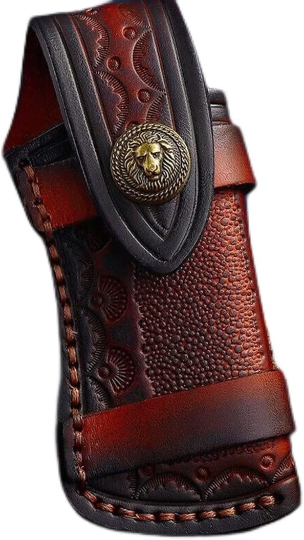 Jamal New Hand Made Carved Cow Leather Sheath for Folding Knife Cover Pouch Belt Clip