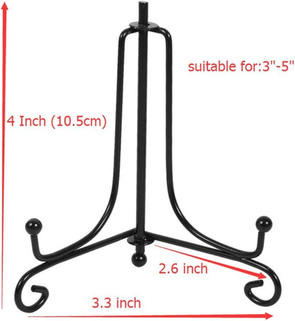 (4 Pack) Iron Display Stand, Black Iron Easel Plate Display Photo Holder Stand, Displays Picture Frames, Decorative Plates, Tablets and Art 4 Inch