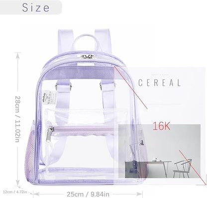 abshoo Clear Mini backpack Stadium Approved 12x12x6 Clear Bag Transparent Small Backpacks (Purple)