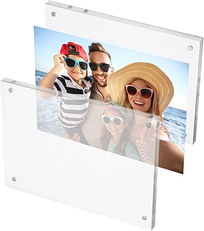 PATIKIL 5.1" x 7.1" x 0.8" Acrylic Picture Frame, Magnetic Photo Frames Display Double Sided for Family Home Office, Clear