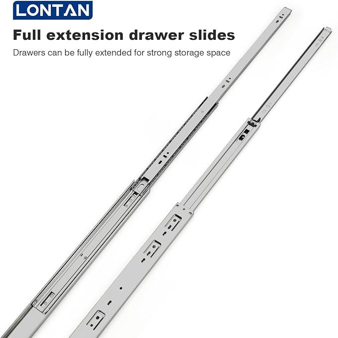 LONTAN Heavy Duty Full Extension Ball Bearing Drawer Slides 8 10 12 14 16 18 20 22 24 Inch Side Mount File Cabinet Rails Dresser Runner Kitchen Cabinet Drawer Glides 100 LB Capacity (10 inch,1 Pair)
