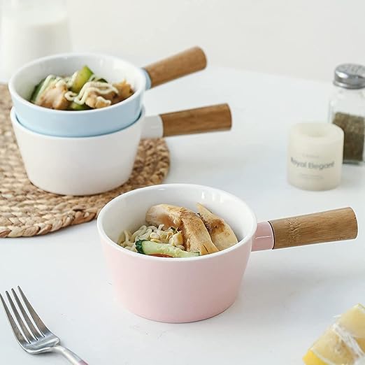 Fruit Bowls French Onion Soup Bowls with Wood Handle Fruit Salad Dessert Bowls Breakfast Porridge Bowls Steamed Egg Bowl Counter