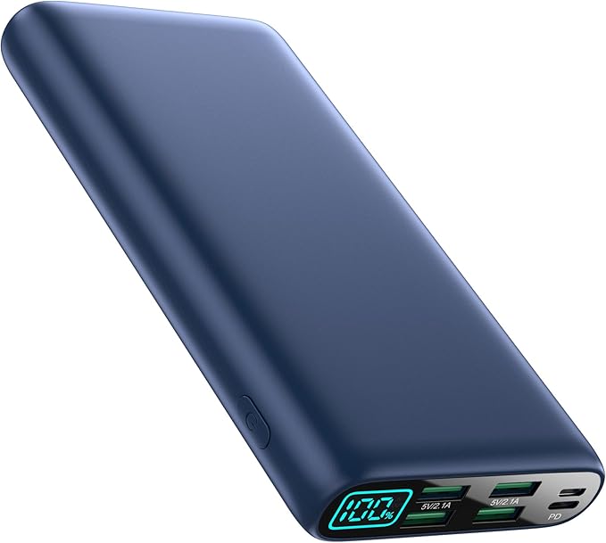 Portable Charger 38800mAh,LCD Display Power Bank,5 USB Outputs Battery Pack Backup,USB-C inout Dual Input Phone Charging Compatible with iPhone 16151413 Pro,Android Samsung Galaxy Pixel Nexus-Blue
