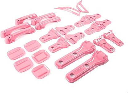 JeCar Exterior Trim Kits Door  Hood Hinge Covers Door Handle Side Vent Tailgate Hinge Trim Covers Exterior Accessories Compatible with Jeep Wrangler JL JLU 2018-2023 24 Doors, Pink