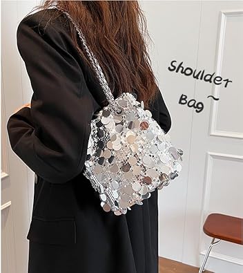 Womens Shoulder Bag Sequin Purse Crystal Clutch Evening Bag Sparkle Purse Mob Wife Aesthetic
