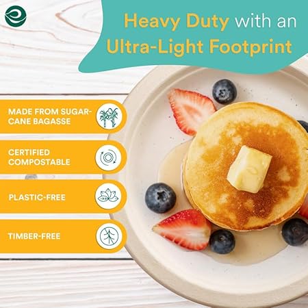 ECO SOUL Compostable 9 Inch Biodegradable Disposable Paper Plates  Eco-Friendly Dinner, Party, Wedding, Event