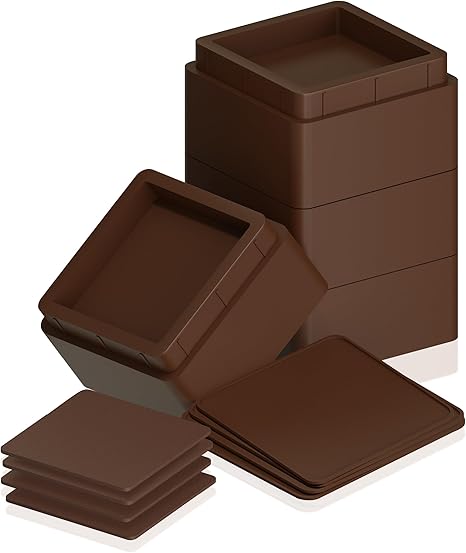Utopia Bedding Bed Risers 2 Inch - Pack of 4 - Adjustable Furniture Risers 2  4 inch - Anti Slip Foam  Rubber Pad - Stackable Bed Lifts Risers Heavy Duty for Sofa, Bed, Table, Couch  Chair (Brown)