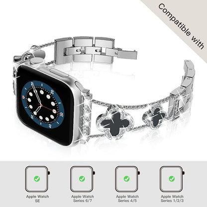 Diamond Metal Bands Add Sparkle to Your Watch For Apple Watch Series 10987654321SEUltra Clover Simple and Stylish Compatible with 38mm40mm41mm42mm44mm45mm 46mm49mm Women's Wear