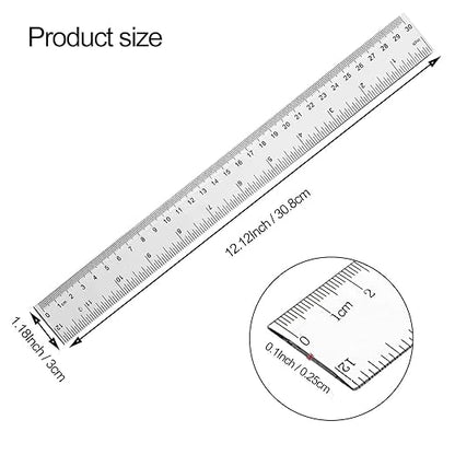 YouOKLight Plastic Ruler 30cm, Clear Ruler,Transparent Ruler 12 inch,Metric Ruler,Ruler 30cm for School,Transparent Straight rulers for Kids,and Office use,Drafting Tools,Measuring Tools,Pack of 2.