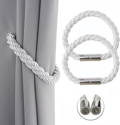 Modern Simple Rough Cord Twist Curtain Tiebacks No Hole Installation Magnetic Clasp