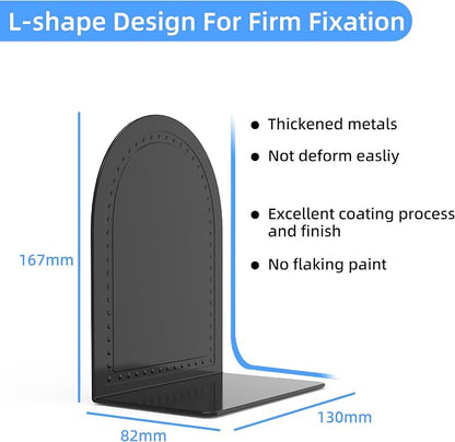 PATIKIL Metal Bookends, Non-Skid Metal Book Ends Book Stopper Holder Stand Bookshelf Dividers for Shelves Display Home Office Decoration Library Heavy Books, Black