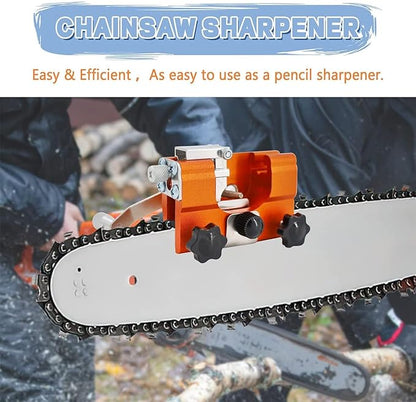 Eztronics Corp Chainsaw Sharpener,Chainsaw Sharpening Jig Hand-Cranked Chainsaw Sharpener Kit Suitable For All Kinds Of Chain Saws Chain Saw Shaperener Tool (Orange)