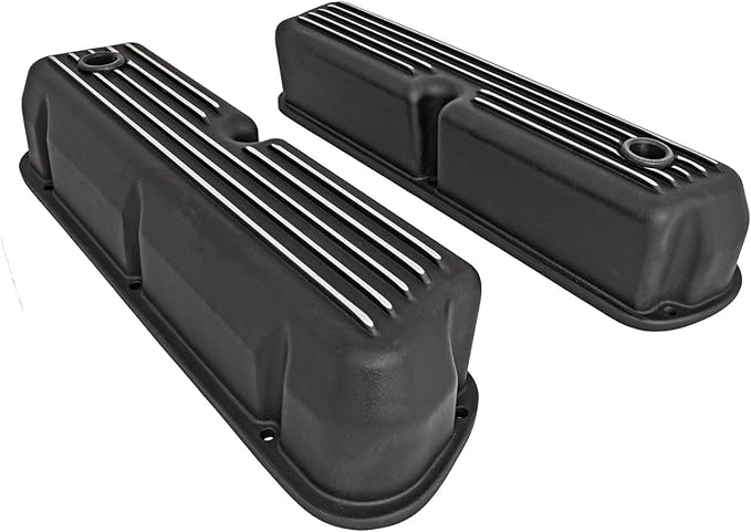 JEGS Black Finned Valve Covers for 1962-1985 Small Block Ford 351W
