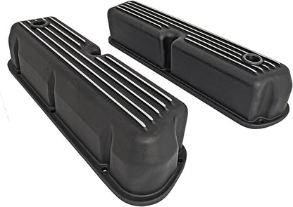 JEGS Black Finned Valve Covers for 1962-1985 Small Block Ford 351W