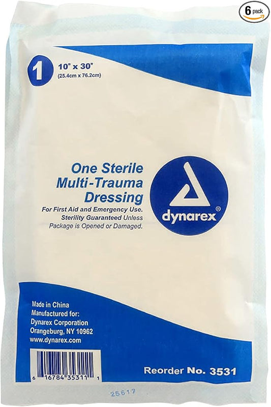 Medique 66901 Medi-First Multi-Trauma Dressing, 10-Inch X 30-Inch 1-Dressing, White (Pack of 6)