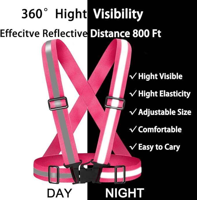 High Visibility Reflective Vest Safety Vest Running Reflective Gear Adjustable Reflective Vest for Walking,Jogging,Hiking,Night Cycling