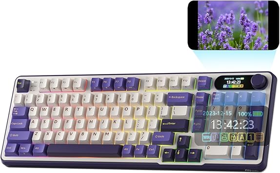 RK ROYAL KLUDGE S98 Mechanical Keyboard wSmart Display  Knob, Top Mount 96 Wireless Mechanical Keyboard BT2.4GUSB-C, Hot Swappable, Software Support, Massive Battery, 98 Keys