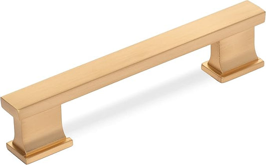 Cosmas 702-4BG Brushed Gold Contemporary Cabinet Hardware Handle Pull - 4" Inch (102mm) Hole Centers