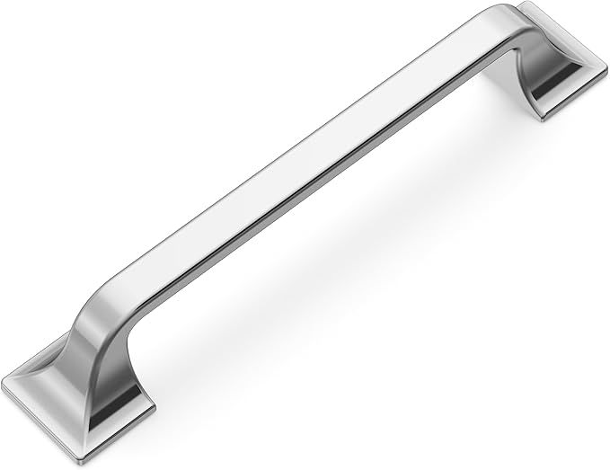 Hickory Hardware 1 Pack Solid Core Kitchen Cabinet Pulls, Luxury Cabinet Handles, Hardware for Doors & Dresser Drawers, 5-1/16 Inch (128mm) Hole Center, Chrome, Forge Collection