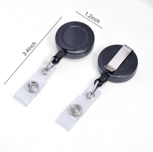 1 Pack Badge Reel with Belt Clip, Badge Holder Retractable Clip, ID Badge Clip with 29" Retractable Cord Black