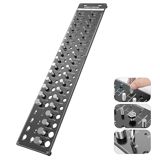 SEESII 34 Thread Checker, Nut and Bolt Thread Identifier Gauge: Precision Engineered with 15 Metric, 19 Standard  8 Drill Sizes for Accurate Measurement - Bolt Size Finder Tool for DIY Enthusiasts