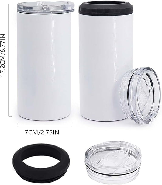 16 oz 1pack Sublimation 4 in 1 Can Cooler Tumbler Blank,Double Stainless Steel Vacuum Insulated for Hot and Cold Beverages,Standard Can,Beer Bottle and Insulated Mugs