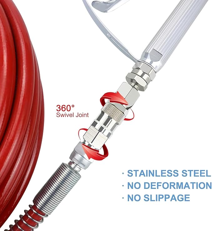 Sprayer Joint, 14-Inch 360 Degrees Rotate Stainless Steel Airless High Pressure Spray Gun Hose Swivel Joint Connector Accessories for Paint Sprayers  Hose