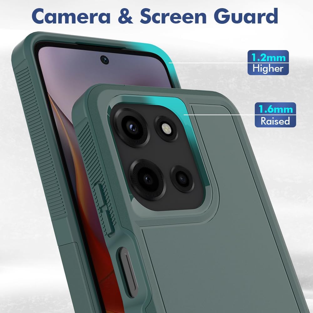 for Motorola Moto G 2026 / Moto G 2025 / Moto G Play 2026 Case: Dual Layer Protective Heavy Duty Cell Phone Cover Shockproof Rugged with Screen Protector - Military Protection Bumper Tough, Dark Green