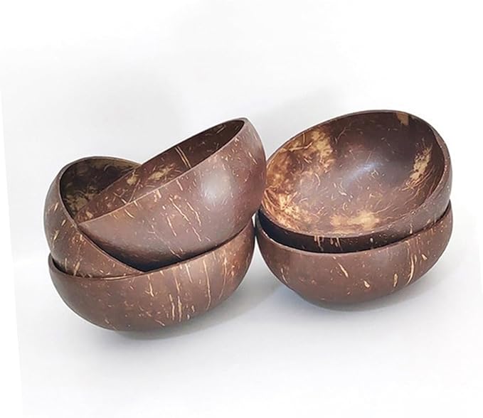 Elegant Cocoanut Bowl Set 2pc Natural Shell Salad Bowl Fruit for Snack Home Decorative