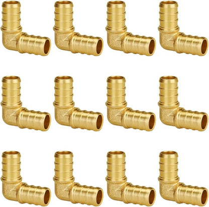 SUNGATOR 12 Inch 90 Degree Elbow PEX Fittings No Lead Brass Crimp for PEX Pipe in Plumbing Jobs (12-Pack)