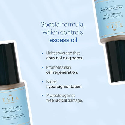 TEIA Cosmetics - Moisturizing Light Coverage Foundation, Natural Finish. Non-toxic, vegan, cruelty-free. (CAPUCCINO)