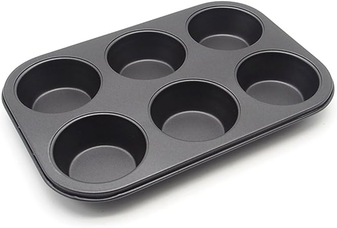 Muffin Pan 6 Cup Cupcake Baking Pan No Stick Carbon Steel Easy Clean