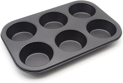 Muffin Pan 6 Cup Cupcake Baking Pan No Stick Carbon Steel Easy Clean