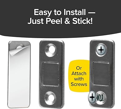 RUBY Monkey Magnets AS-SEEN-ON-TV, Ultra-Thin Magnetic Plates Keep It All Shut, Fast and Easy Installation, Just Peel & Stick, Slim Design Fits Virtually Anywhere, Cabinets, Drawers & More, 8 Sets