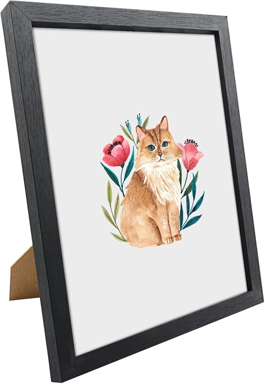 8x10 Picture Frame, Natural Wood Photo Frames for Wall Mounting or Table Top Display (Black)