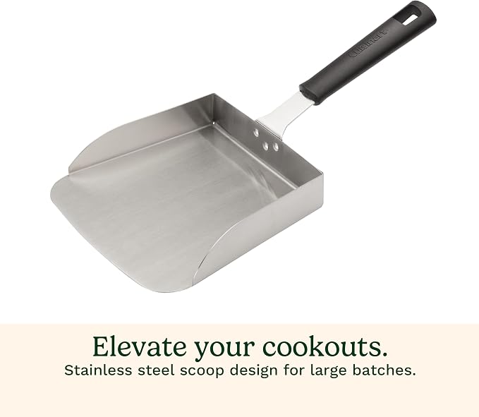 Cuisinart Griddle Food Mover - Extra-Large Stainless Steel Spatula for Rice, Vegetables and More, Perfect BBQ Tool, Cookouts, and Griddles, Large Scooper, 5-cup Capacity Food Scoop