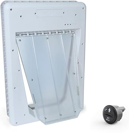 PetSafe Never Rust Electronic Smart Pet Door, Collar Activated Doggie Door, Electronic with Programmable Selective Entry, Electric with Collar Sensor (White - Large)