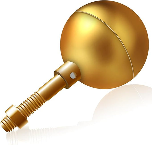 NQ Flag Pole Ball Topper Ornament - Flagpole Top Replacement, Gold Aluminum Anodized Finish - 12"-13UNC Threading Fit Most USA Flag Pole,Truck  Solar Light (3", Gold)