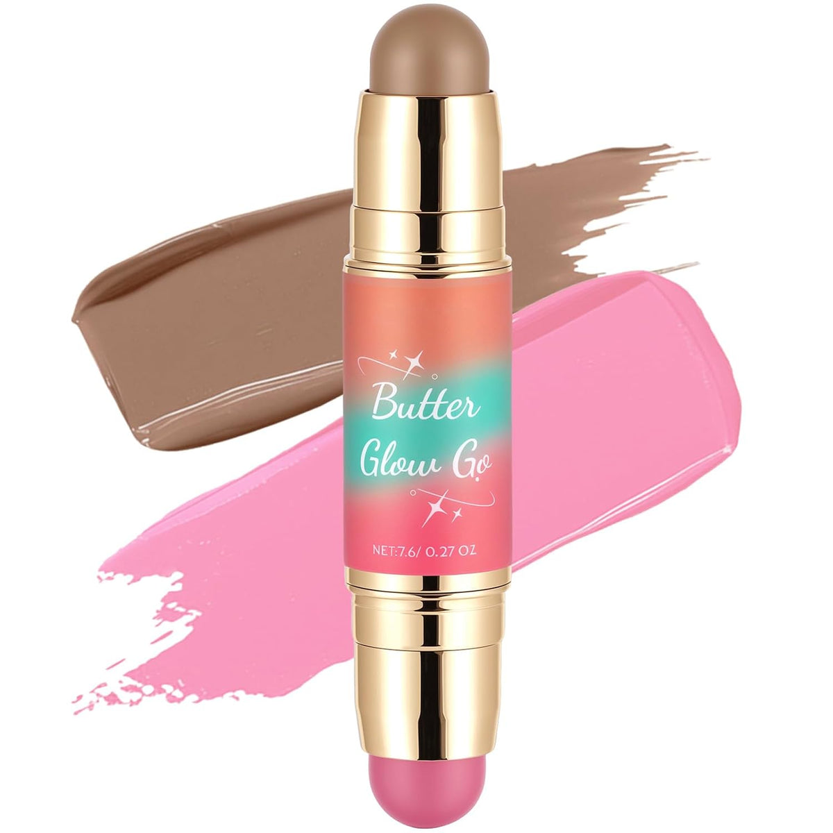 Dual-Ended Blush and Bronzer Stick – 2-in-1 Creamy Face Cheeks Contour Makeup, Smooth Hydrating Formula, Buildable Color for Natural Radiant Glow Beauty For Women (Beachy Pink)