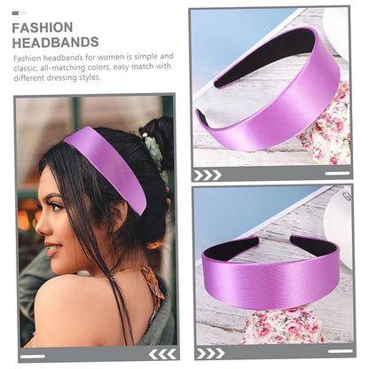 Angoily Wide-brimmed Satin Headband Yoga Headbands for Women Hairband Makeup Headband Hairpin Headband Bandanas for Women Bands Adult Women Braids Headbands Hair Bands Fabric Purple