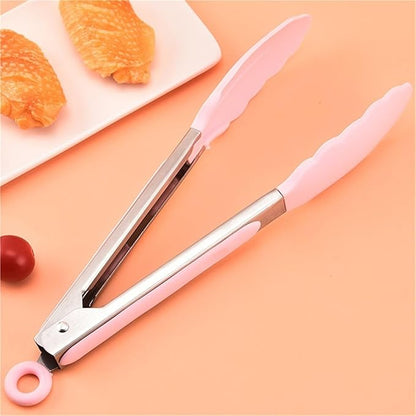 Tongs Stainless Steel Tongs for Cooking Household Bread Tongs Barbecue Tongs Steak Tongs Food Tongs Multi Function Tongs Kitchen Tongs(Beige)