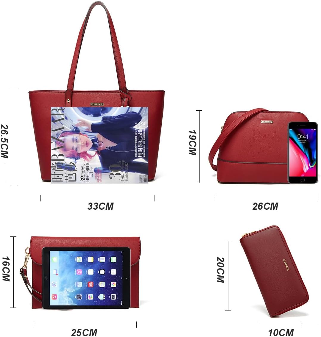 This 4-piece set includes a stylish handbag, messenger bag, wallet, and card holder - perfect for everyday use or travel.