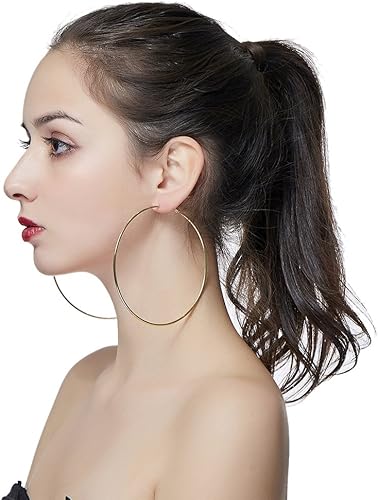 Hypoallergenic Extra Large Basketball Hoop Earrings for Women Men - Big Thin Hoop Earrings